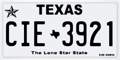 TX license plate CIE3921