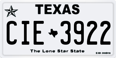 TX license plate CIE3922