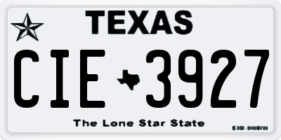 TX license plate CIE3927