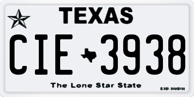 TX license plate CIE3938