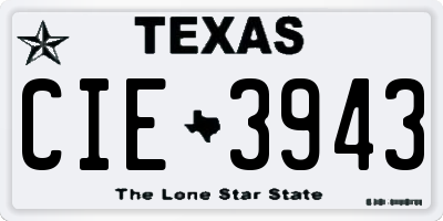 TX license plate CIE3943