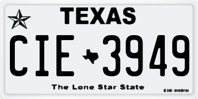 TX license plate CIE3949