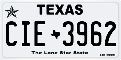 TX license plate CIE3962
