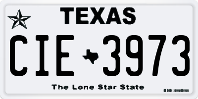 TX license plate CIE3973