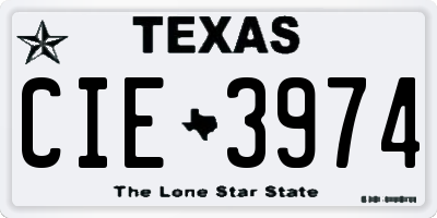 TX license plate CIE3974