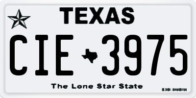 TX license plate CIE3975