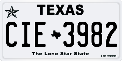 TX license plate CIE3982