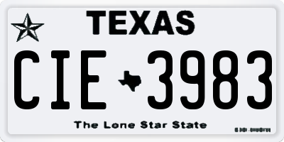 TX license plate CIE3983