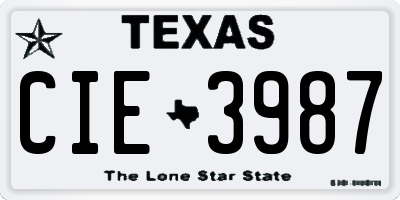 TX license plate CIE3987