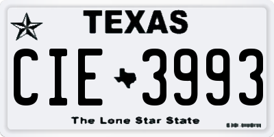 TX license plate CIE3993
