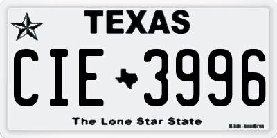 TX license plate CIE3996