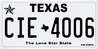 TX license plate CIE4006
