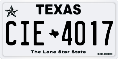 TX license plate CIE4017