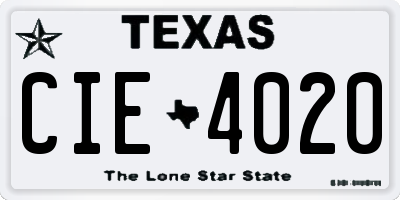 TX license plate CIE4020