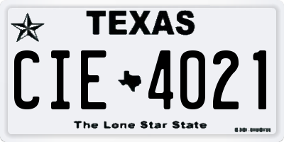 TX license plate CIE4021