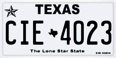 TX license plate CIE4023