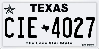 TX license plate CIE4027