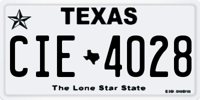 TX license plate CIE4028