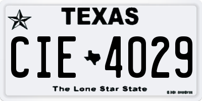 TX license plate CIE4029