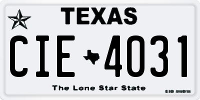 TX license plate CIE4031