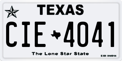 TX license plate CIE4041