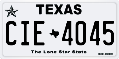 TX license plate CIE4045