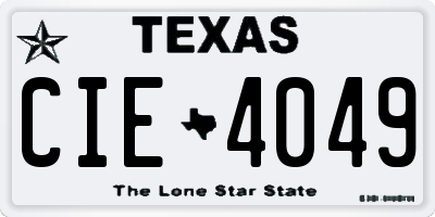 TX license plate CIE4049
