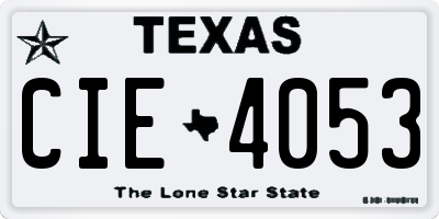 TX license plate CIE4053