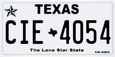 TX license plate CIE4054