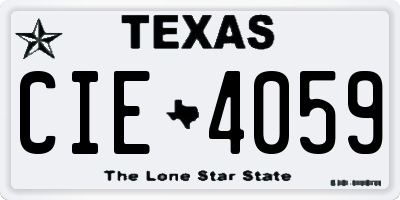 TX license plate CIE4059