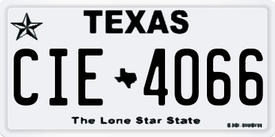 TX license plate CIE4066