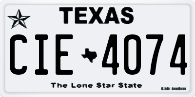 TX license plate CIE4074