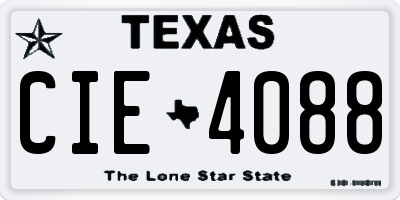 TX license plate CIE4088