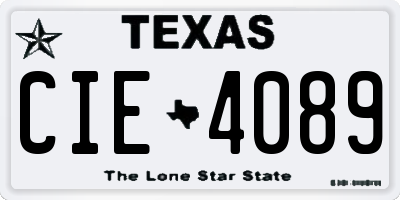 TX license plate CIE4089