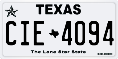 TX license plate CIE4094