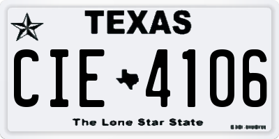 TX license plate CIE4106