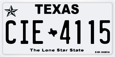TX license plate CIE4115
