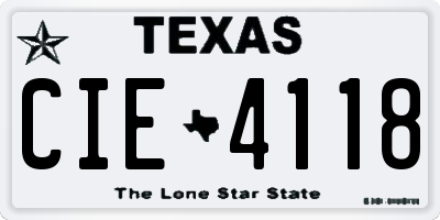 TX license plate CIE4118