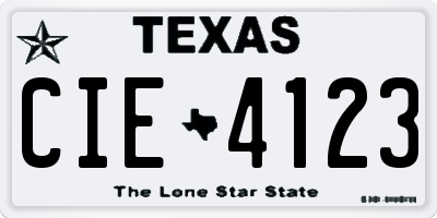 TX license plate CIE4123