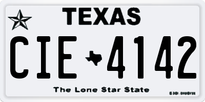 TX license plate CIE4142