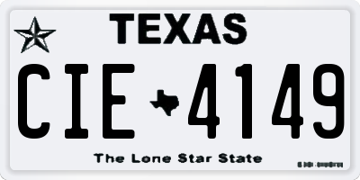 TX license plate CIE4149