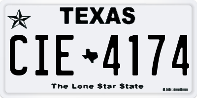 TX license plate CIE4174