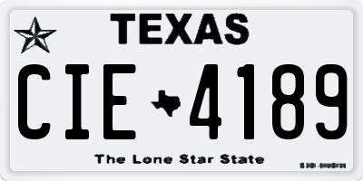 TX license plate CIE4189