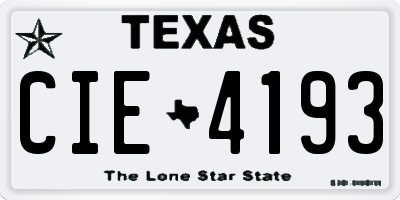 TX license plate CIE4193