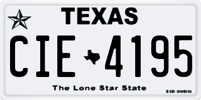 TX license plate CIE4195