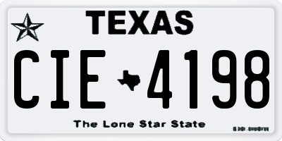 TX license plate CIE4198