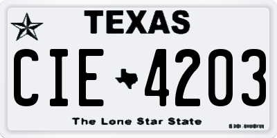 TX license plate CIE4203