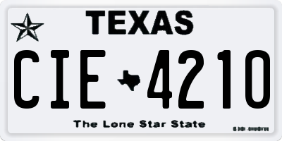 TX license plate CIE4210