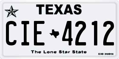 TX license plate CIE4212
