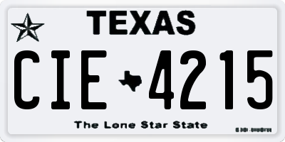 TX license plate CIE4215